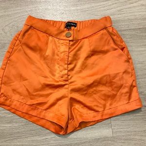 Orange satin shorts